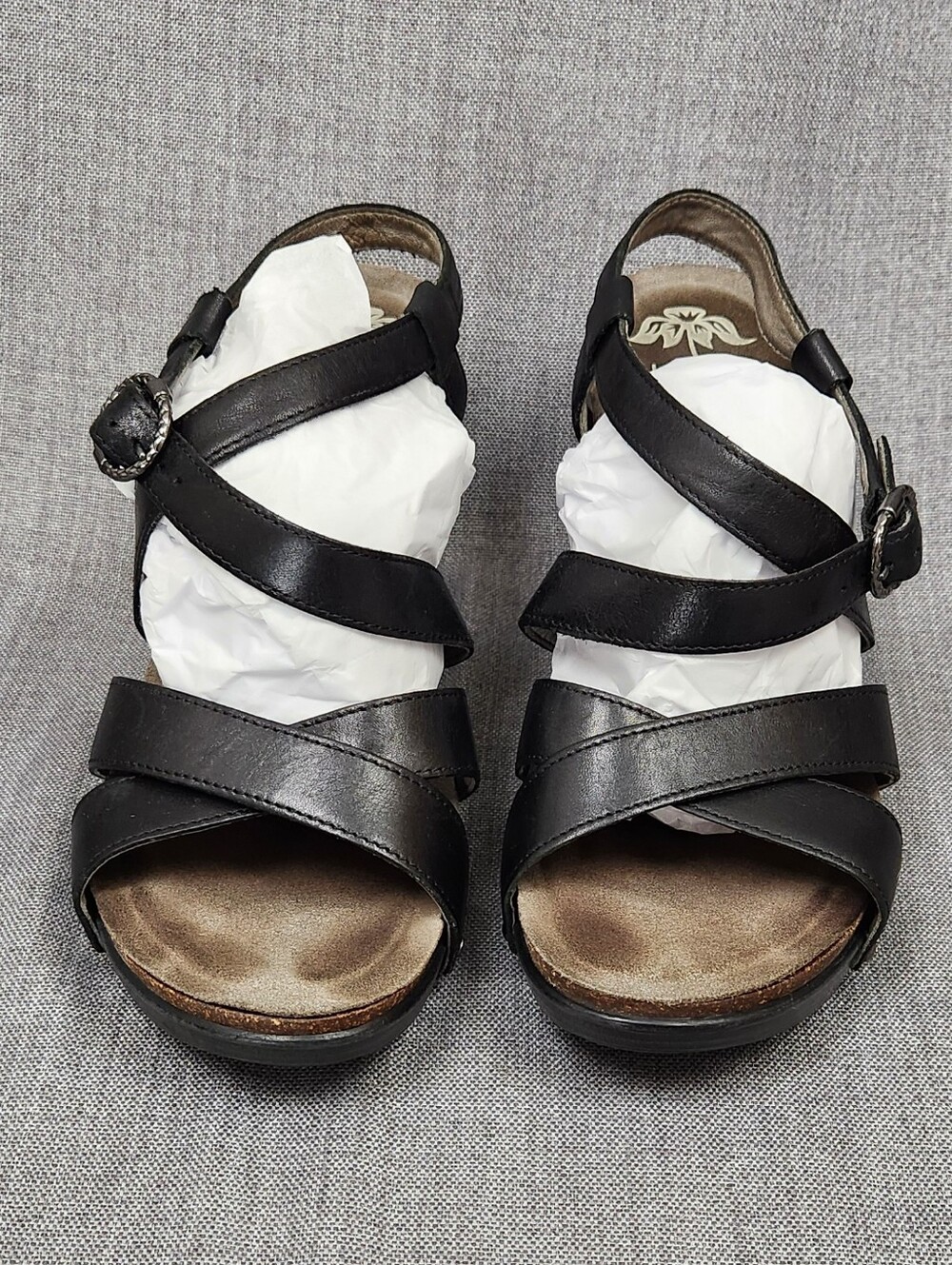 Dansko Frida Wedge Black Leather Strap Sandals. Size 40 - Picture 4 of 11
